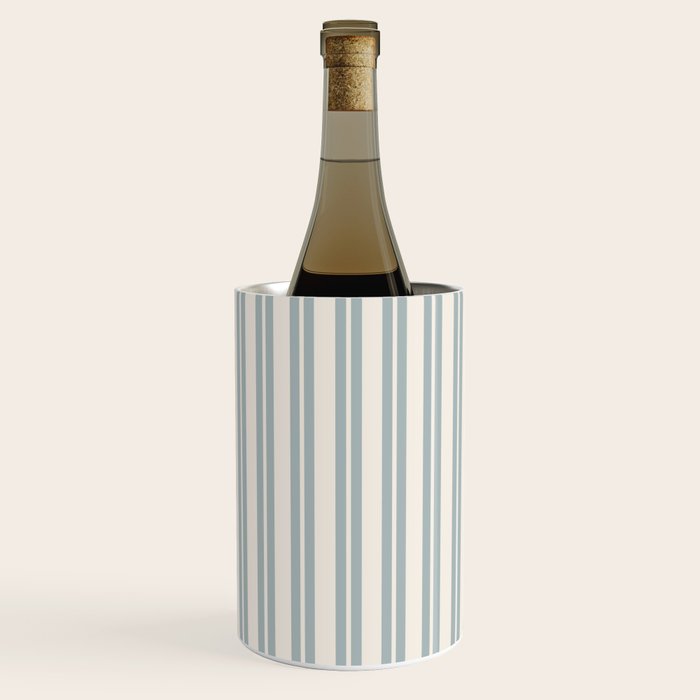 Classic Double Stripe Pattern in Cream and Light Blue-Gray Wine Chiller Gallery Image 1