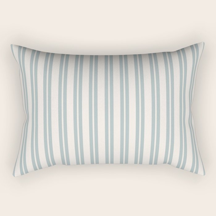 Classic Double Stripe Pattern in Cream and Light Blue-Gray Rectangular Pillow Gallery Image 2