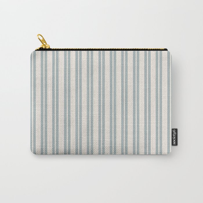 Classic Double Stripe Pattern in Cream and Light Blue-Gray Carry All Pouch Gallery Image 1