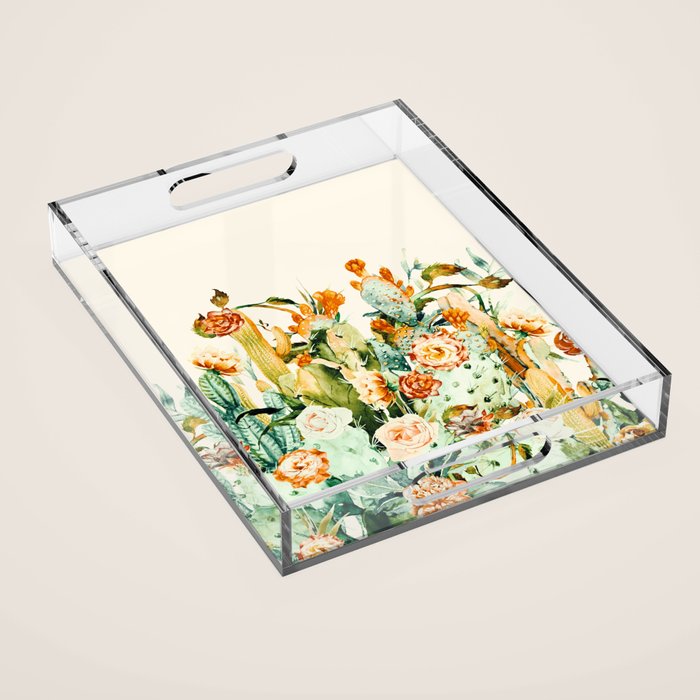 Succulent flowered cactus Acrylic Tray Gallery Image 1
