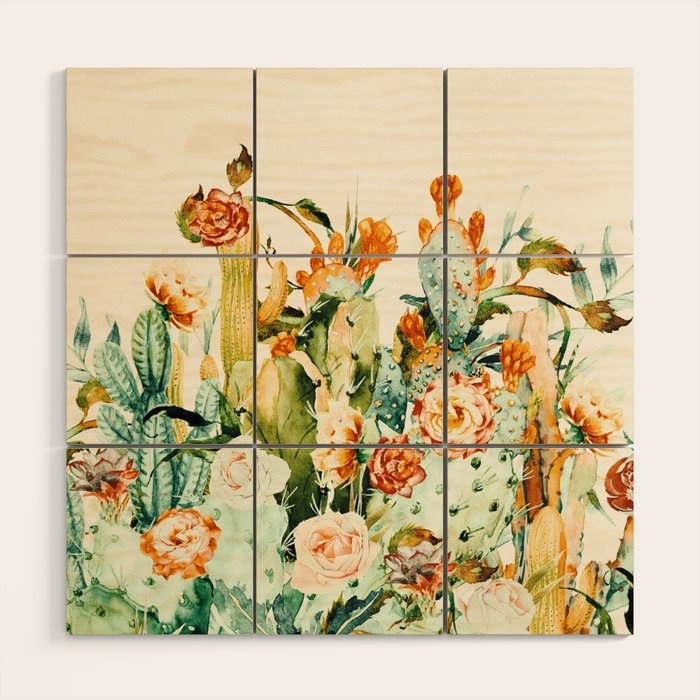 Succulent flowered cactus Wood Wall Art Gallery Image 1