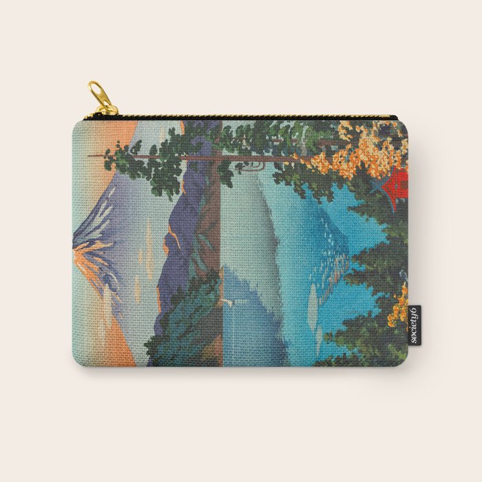 Tsuchiya Koitsu Vintage Japanese Woodblock Print Fall Autumn Mount Fuji Carry All Pouch Gallery Image 1