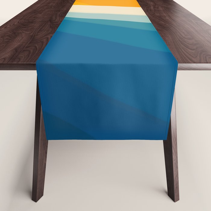 Abstract colorful landscape with wavy sea and sun Table Runner Gallery Image 1