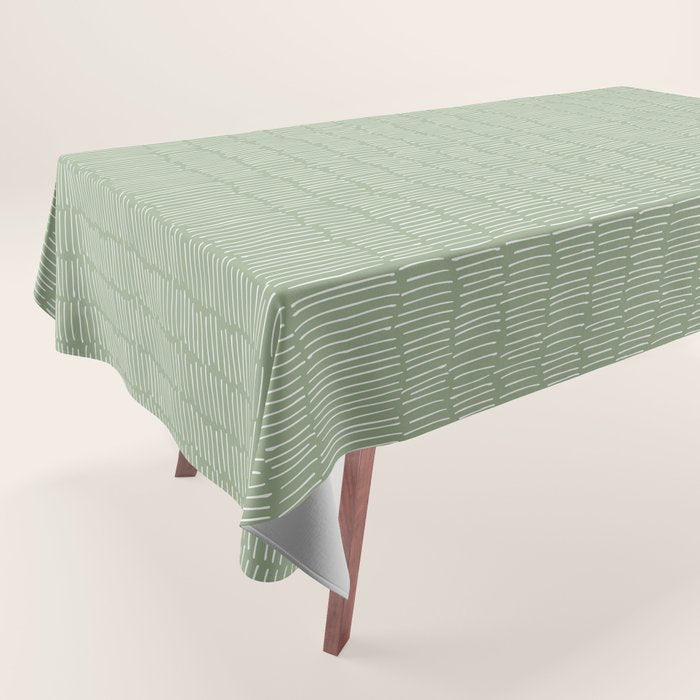Boho Wall Art, Colour Prints, Sage Green, Line Art Tablecloth Gallery Image 1