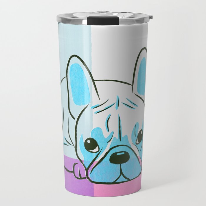 Adorable French Bulldog Puppy Artwork Travel Mug Gallery Image 1