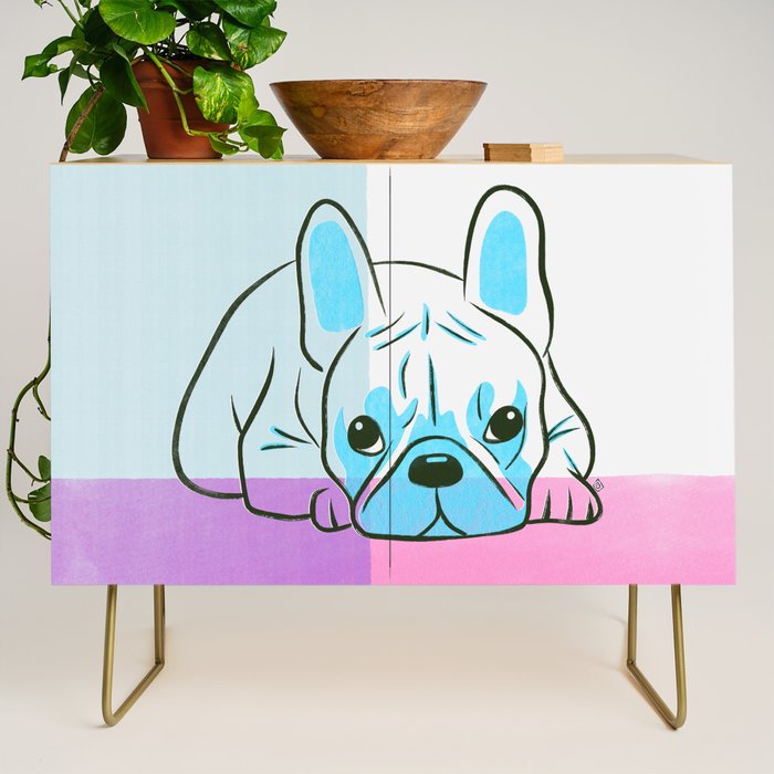 Adorable French Bulldog Puppy Artwork Credenza Gallery Image 1