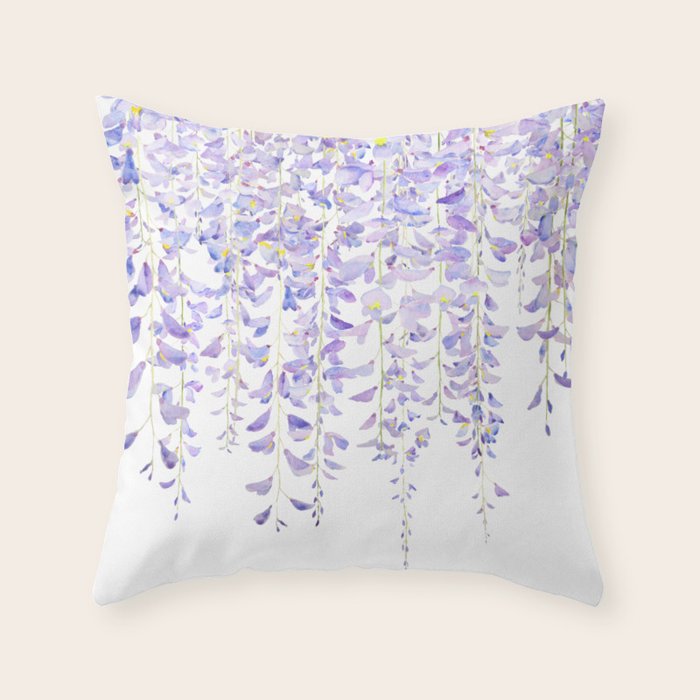 purple wisteria in bloom 2021 Throw Pillow Gallery Image 1