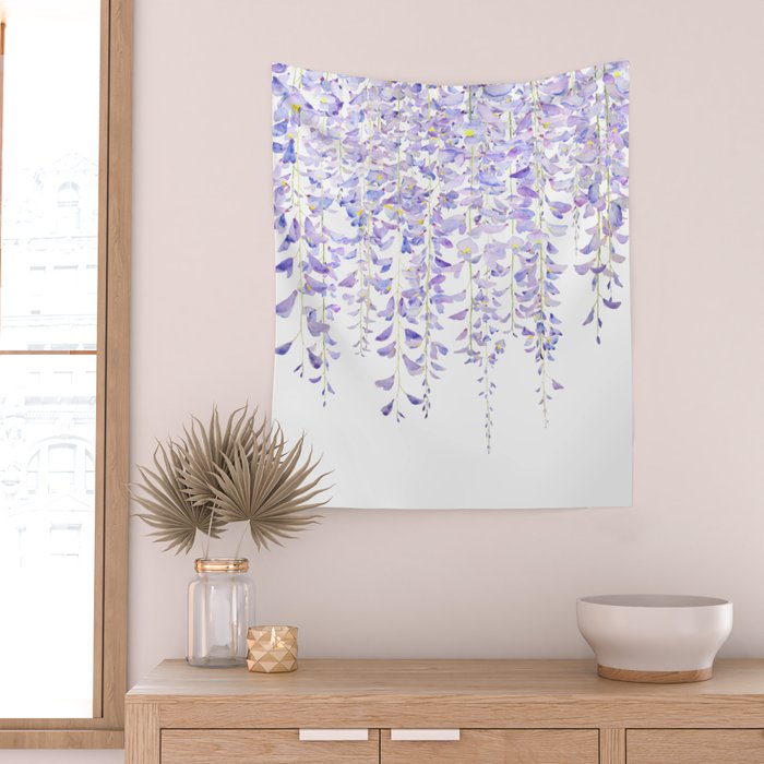 purple wisteria in bloom 2021 Wall Tapestry Gallery Image 2