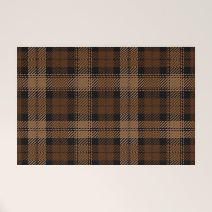 Black Brown Tartan Plaid Scottish Pattern Welcome Mat Gallery Image 1