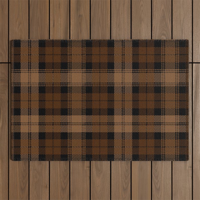 Black Brown Tartan Plaid Scottish Pattern Outdoor Rug Gallery Image 1