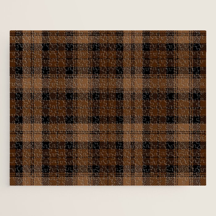 Black Brown Tartan Plaid Scottish Pattern Jigsaw Puzzle Gallery Image 1