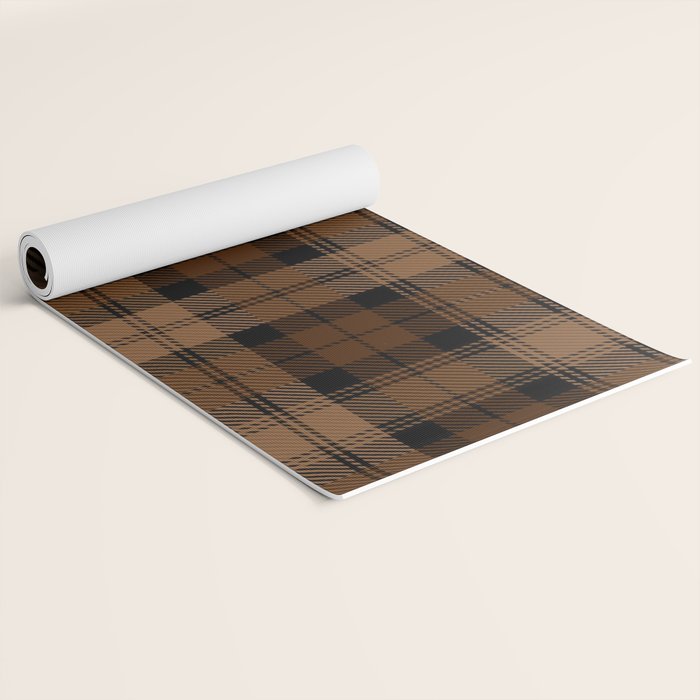 Black Brown Tartan Plaid Scottish Pattern Yoga Mat Gallery Image 2
