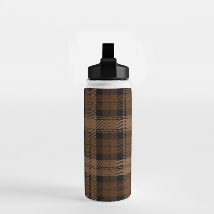 Black Brown Tartan Plaid Scottish Pattern Water Bottle Gallery Image 2
