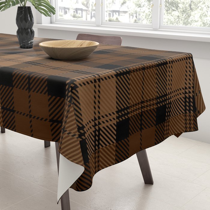 Black Brown Tartan Plaid Scottish Pattern Tablecloth Gallery Image 3