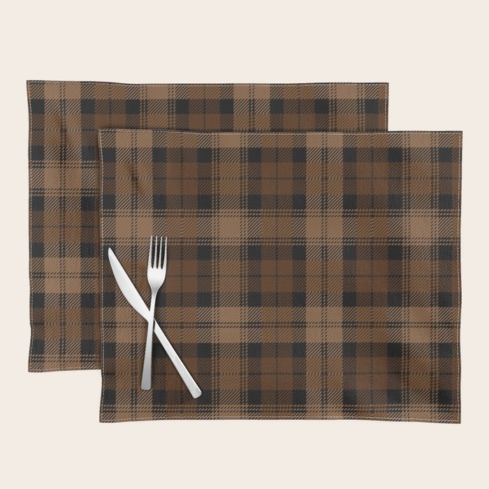 Black Brown Tartan Plaid Scottish Pattern Placemat Gallery Image 1