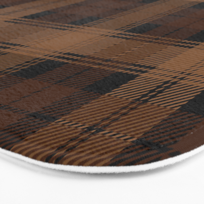 Black Brown Tartan Plaid Scottish Pattern Bath Mat Gallery Image 3