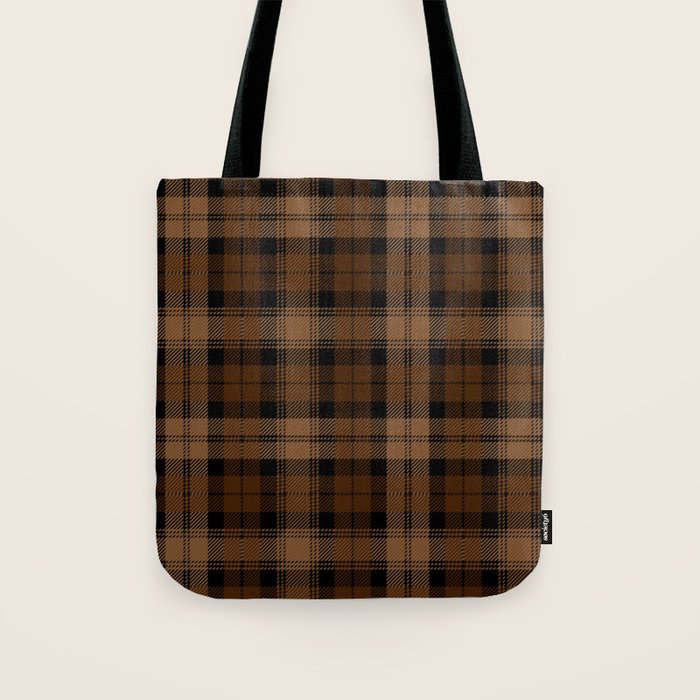 Black Brown Tartan Plaid Scottish Pattern Tote Bag Gallery Image 1