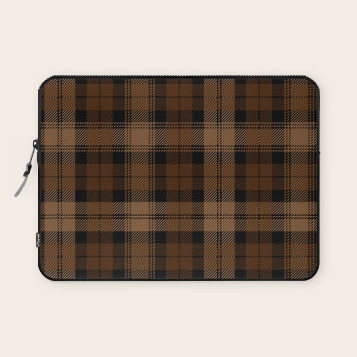 Black Brown Tartan Plaid Scottish Pattern Laptop Sleeve Gallery Image 1