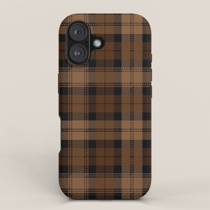 Black Brown Tartan Plaid Scottish Pattern iPhone Case Gallery Image 1