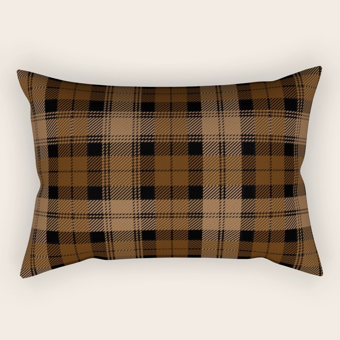 Black Brown Tartan Plaid Scottish Pattern Rectangular Pillow Gallery Image 1