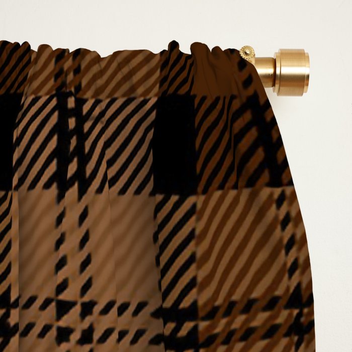 Black Brown Tartan Plaid Scottish Pattern Window Curtain Gallery Image 2