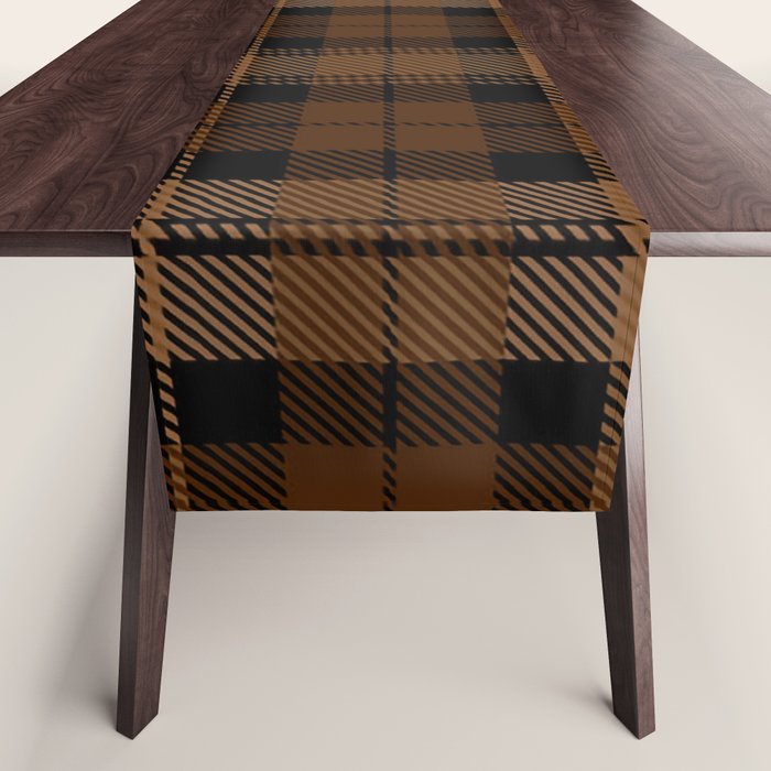 Black Brown Tartan Plaid Scottish Pattern Table Runner Gallery Image 1