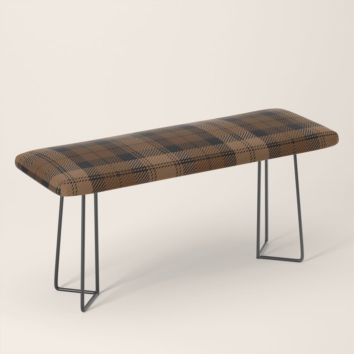Black Brown Tartan Plaid Scottish Pattern Bench