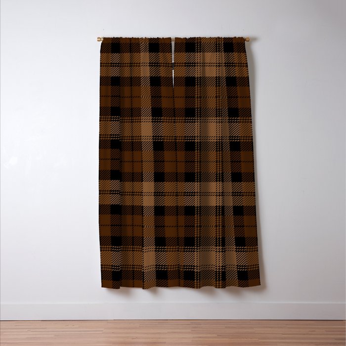 Black Brown Tartan Plaid Scottish Pattern Window Curtain Gallery Image 3