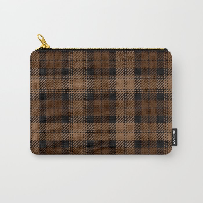 Black Brown Tartan Plaid Scottish Pattern Carry All Pouch Gallery Image 1