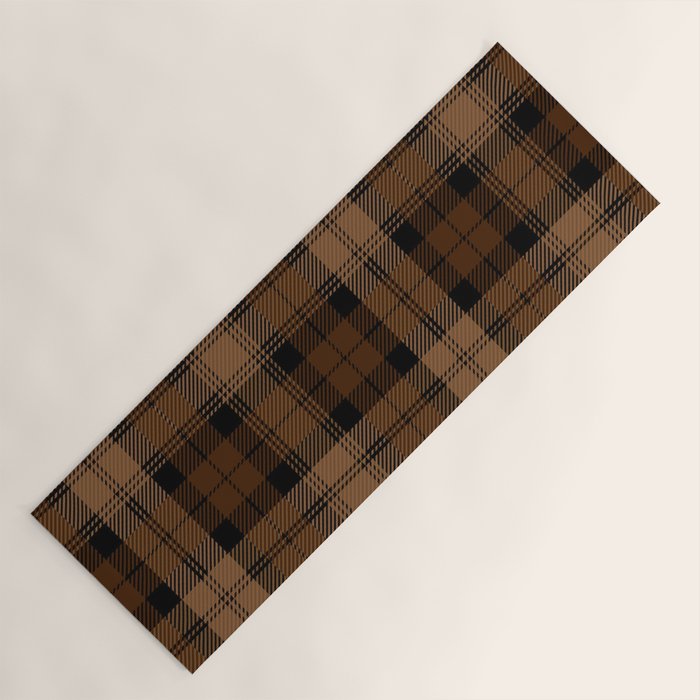 Black Brown Tartan Plaid Scottish Pattern Yoga Mat Gallery Image 1