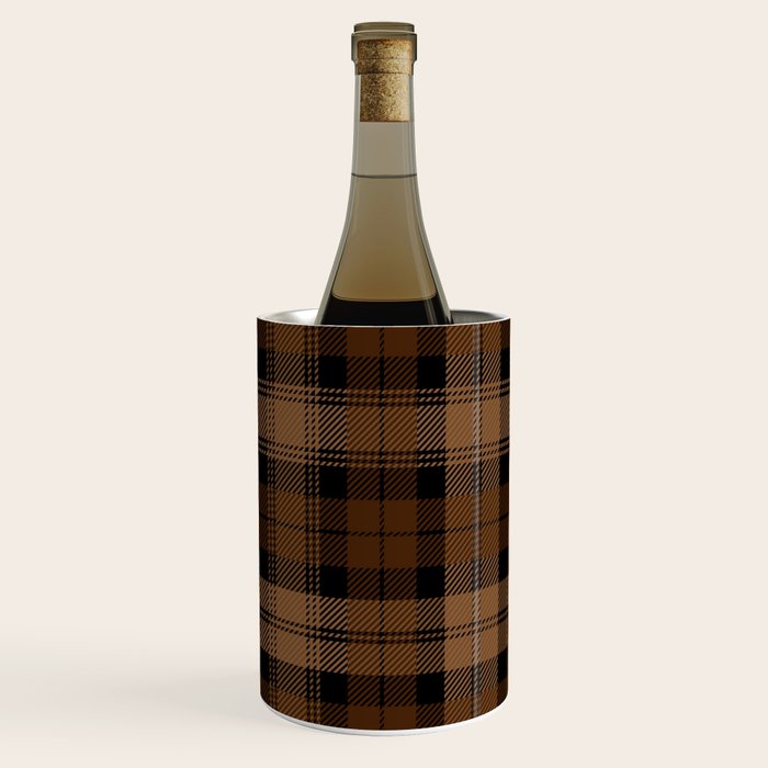 Black Brown Tartan Plaid Scottish Pattern Wine Chiller Gallery Image 1
