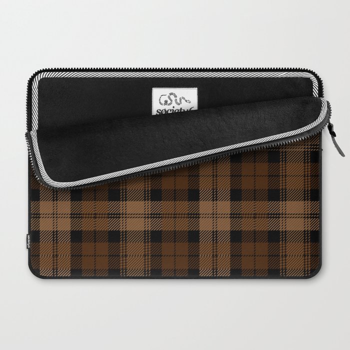 Black Brown Tartan Plaid Scottish Pattern Laptop Sleeve Gallery Image 2