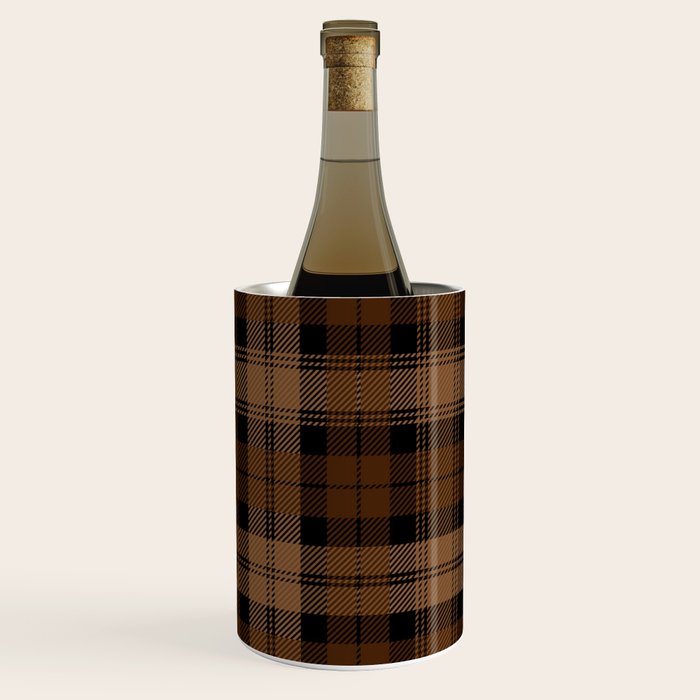Black Brown Tartan Plaid Scottish Pattern Wine Chiller Gallery Image 2