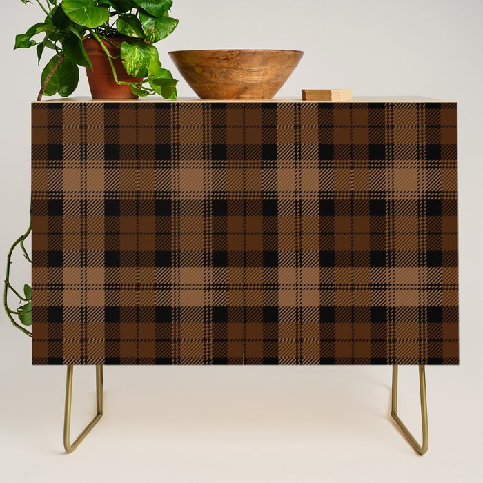 Black Brown Tartan Plaid Scottish Pattern Credenza Gallery Image 1