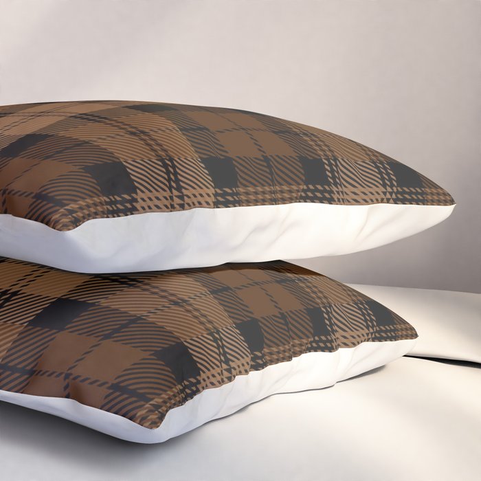 Black Brown Tartan Plaid Scottish Pattern Pillow Sham Gallery Image 3
