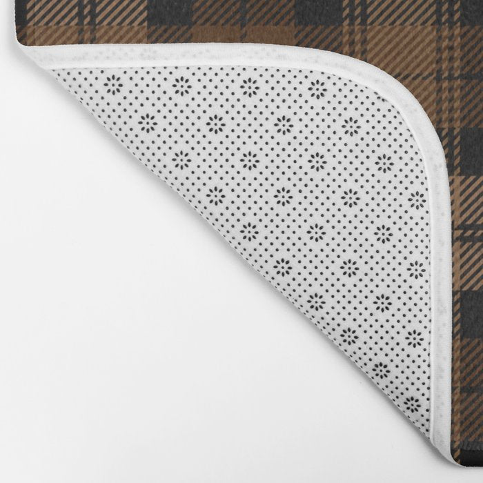 Black Brown Tartan Plaid Scottish Pattern Bath Mat Gallery Image 2