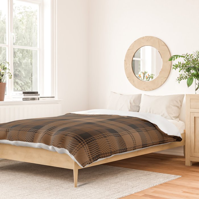 Black Brown Tartan Plaid Scottish Pattern Duvet Cover Gallery Image 2