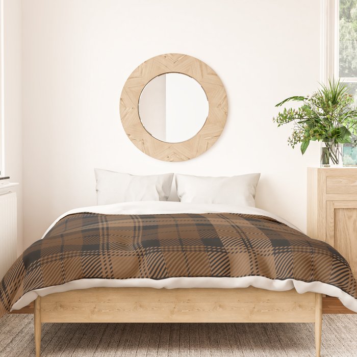 Black Brown Tartan Plaid Scottish Pattern Duvet Cover Gallery Image 3