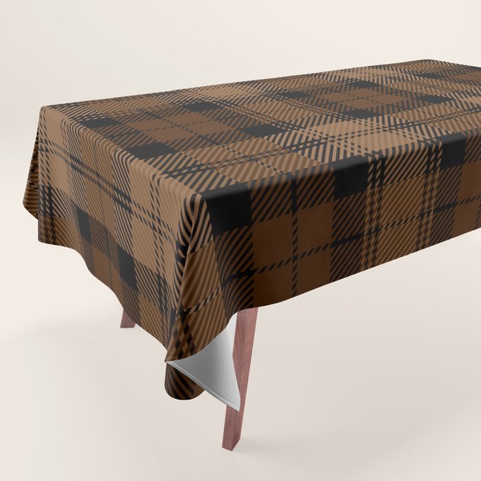Black Brown Tartan Plaid Scottish Pattern Tablecloth Gallery Image 1