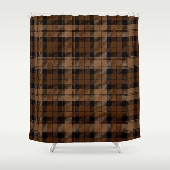 Black Brown Tartan Plaid Scottish Pattern Shower Curtain Gallery Image 1