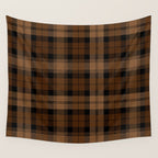 Black Brown Tartan Plaid Scottish Pattern Wall Tapestry Gallery Image 4
