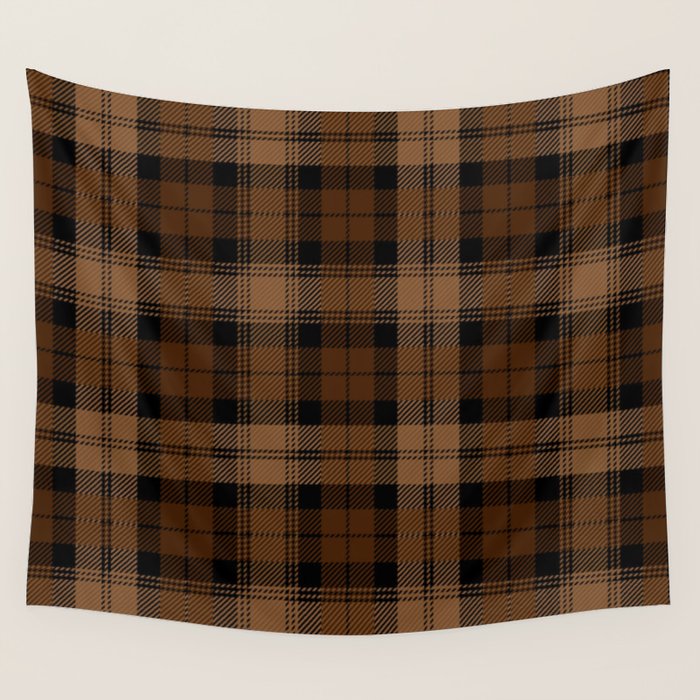 Black Brown Tartan Plaid Scottish Pattern Wall Tapestry Gallery Image 4