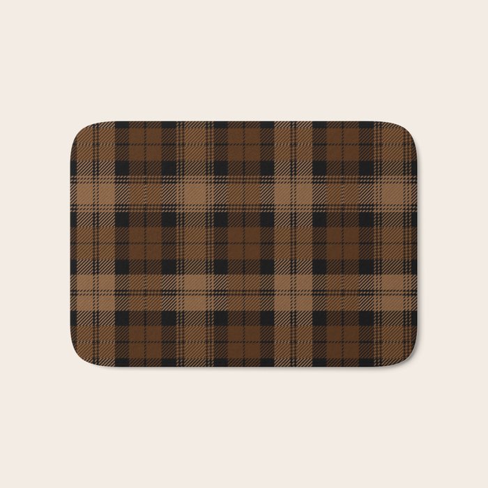 Black Brown Tartan Plaid Scottish Pattern Bath Mat Gallery Image 1