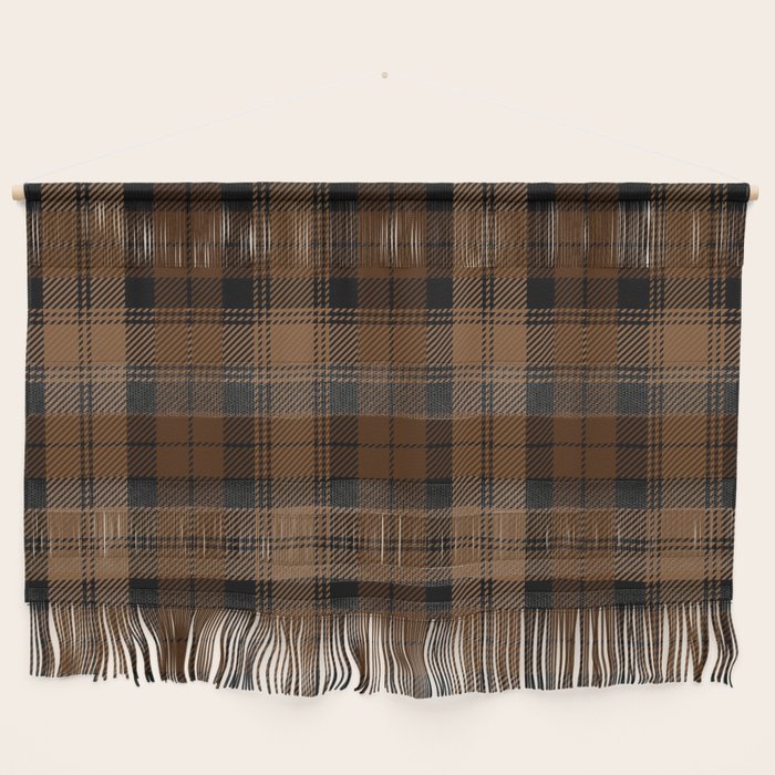 Black Brown Tartan Plaid Scottish Pattern Wall Hanging Gallery Image 1