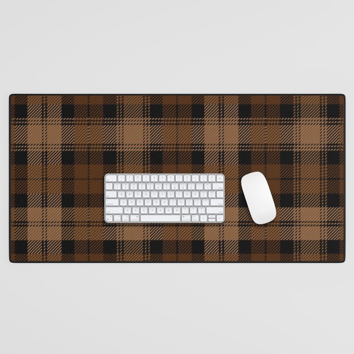Black Brown Tartan Plaid Scottish Pattern Desk Mat Gallery Image 1