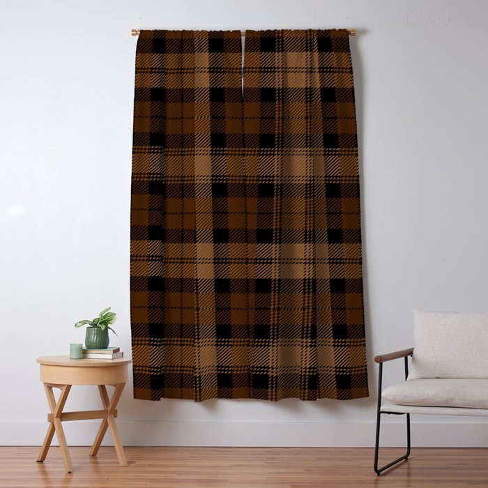 Black Brown Tartan Plaid Scottish Pattern Window Curtain Gallery Image 5