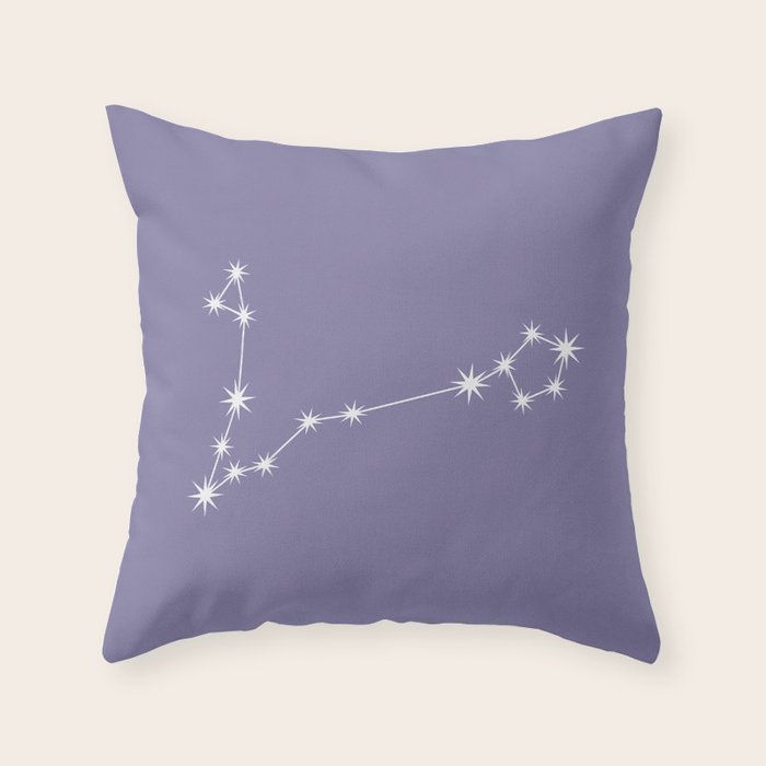 Pisces Zodiac Star Constellation Line Art Lavender Purple Throw Pillow Gallery Image 6