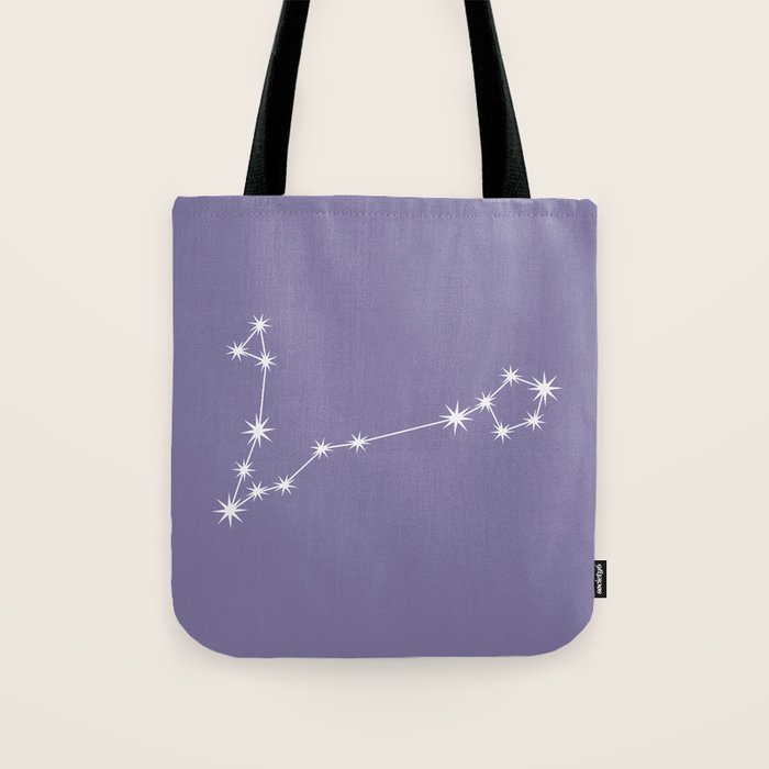 Pisces Zodiac Star Constellation Line Art Lavender Purple Tote Bag Gallery Image 1