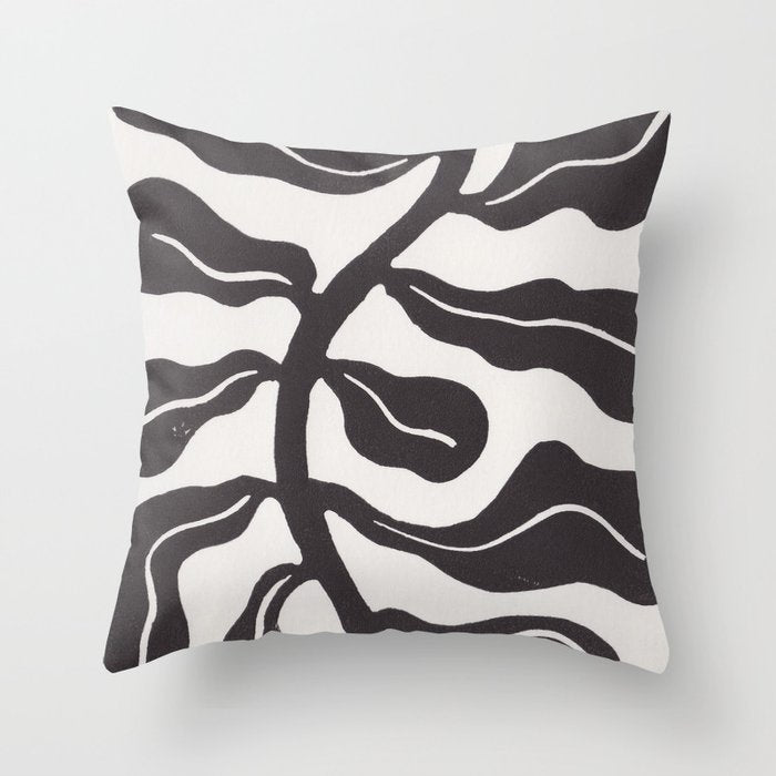 Wind-kissed Plant / Chalkboard Black Throw Pillow Gallery Image 1