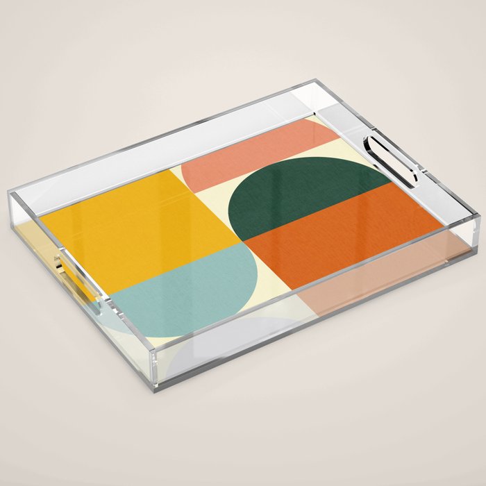 Geometric Abstract Mid Century Modern 4 Acrylic Tray Gallery Image 1